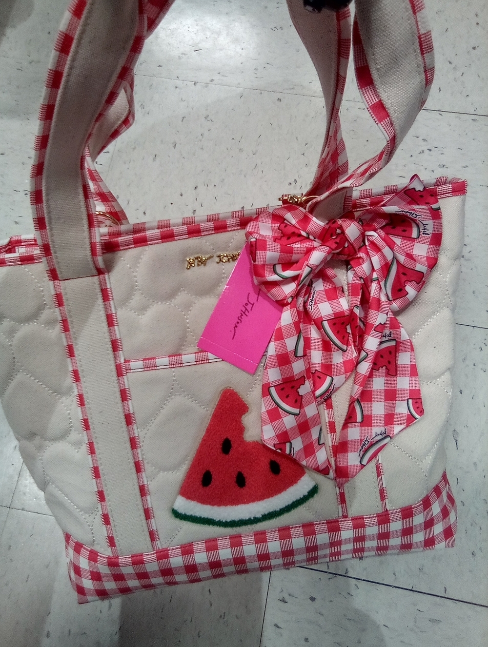 Betsey Johnson Canvas Watermelon Tote Bag (4 Pc Set)